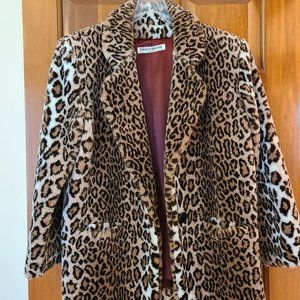 Ladies plush faux fur leopard jacket